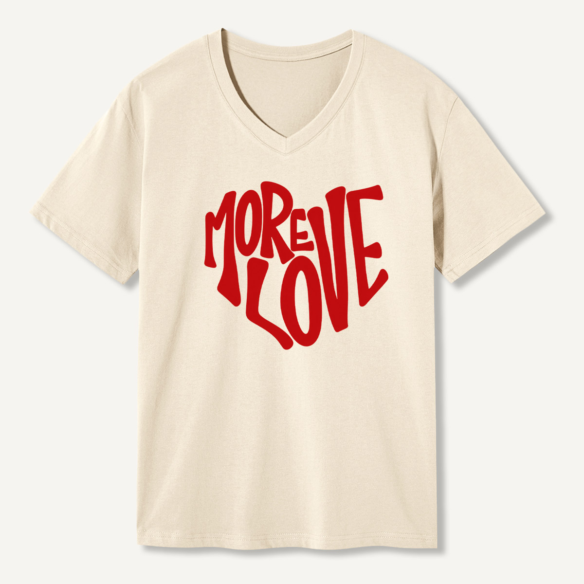More Love Retro Lettering V-neck T-Shirt