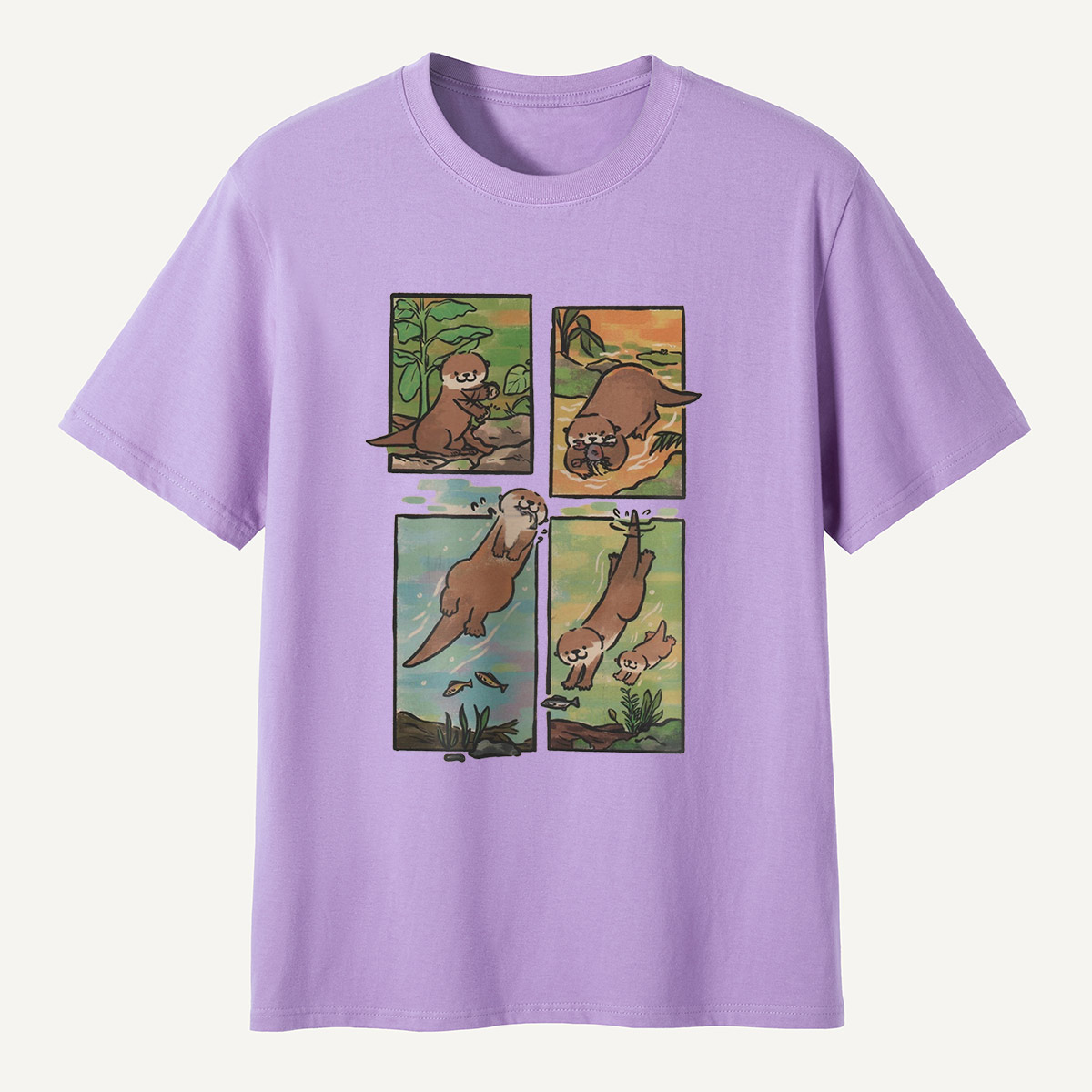 Otter Adventures Four Panel Comic T-Shirt