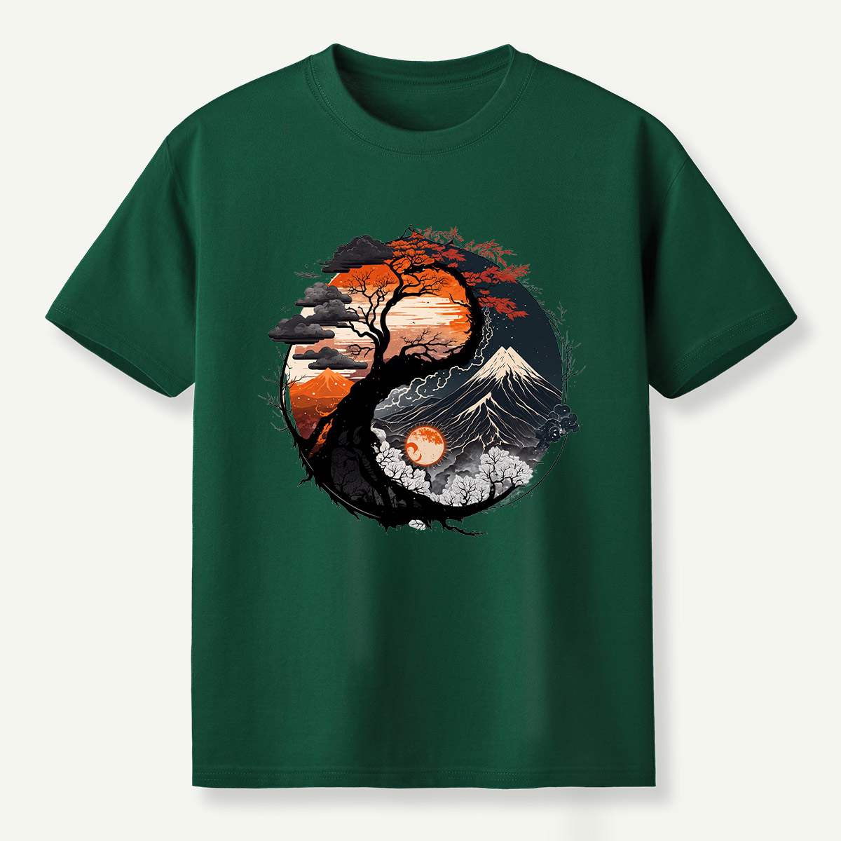 Yin Yang Autumn Forestscape T-Shirt