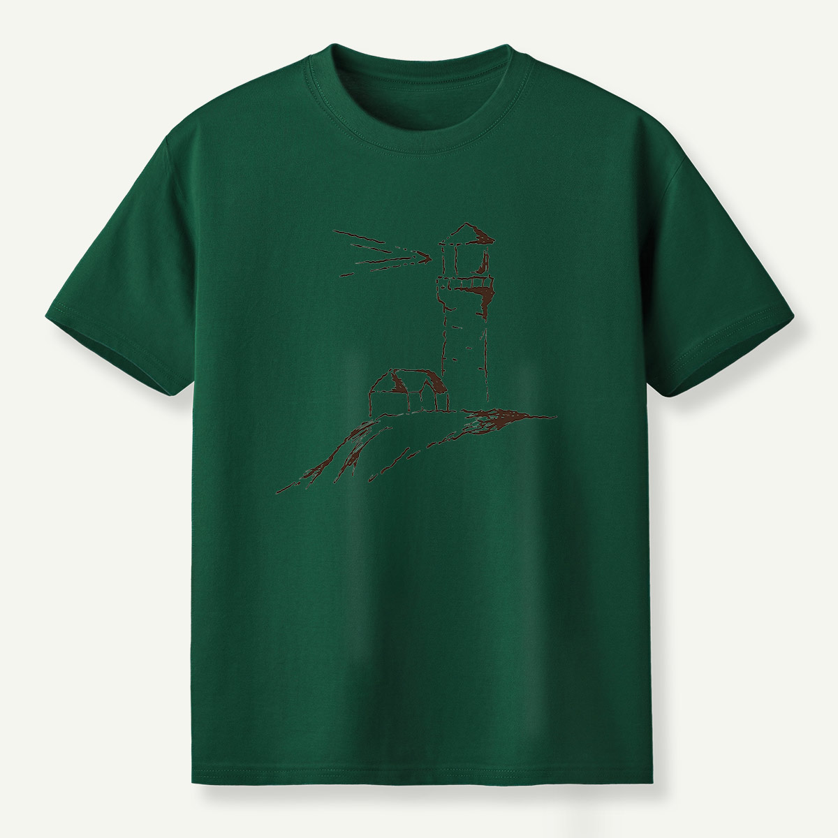 Coastal Lighthouse Minimalist Sketch T-Shirt