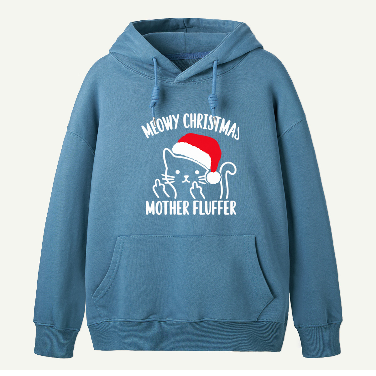 Meowy Christmas Mother Fluffer Funny Cat With Middle Fingers Hoodie