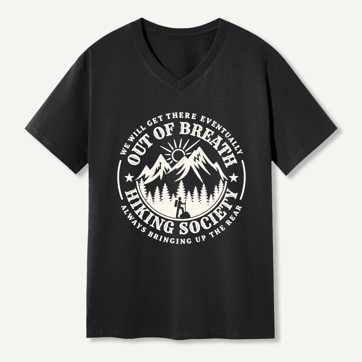 Out Of Breath Hiking Society We Will Get There Eventually V-neck T-Shirt