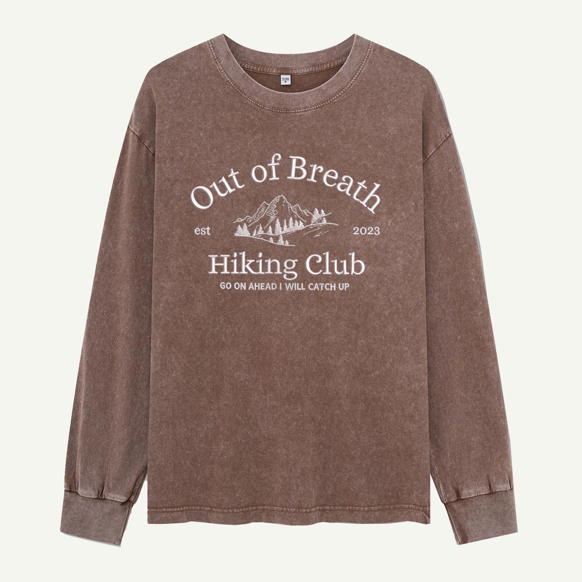Out of Breath Hiking Club Catch Up Later Embroidered Washed Long Sleeves