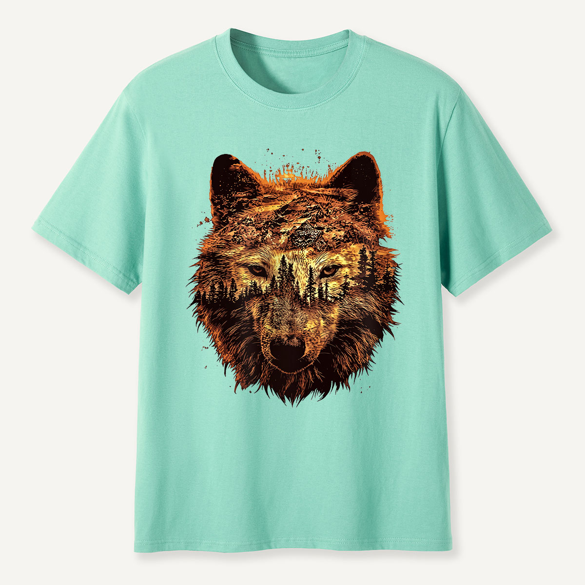 Double Exposure Wolf Forest T-Shirt