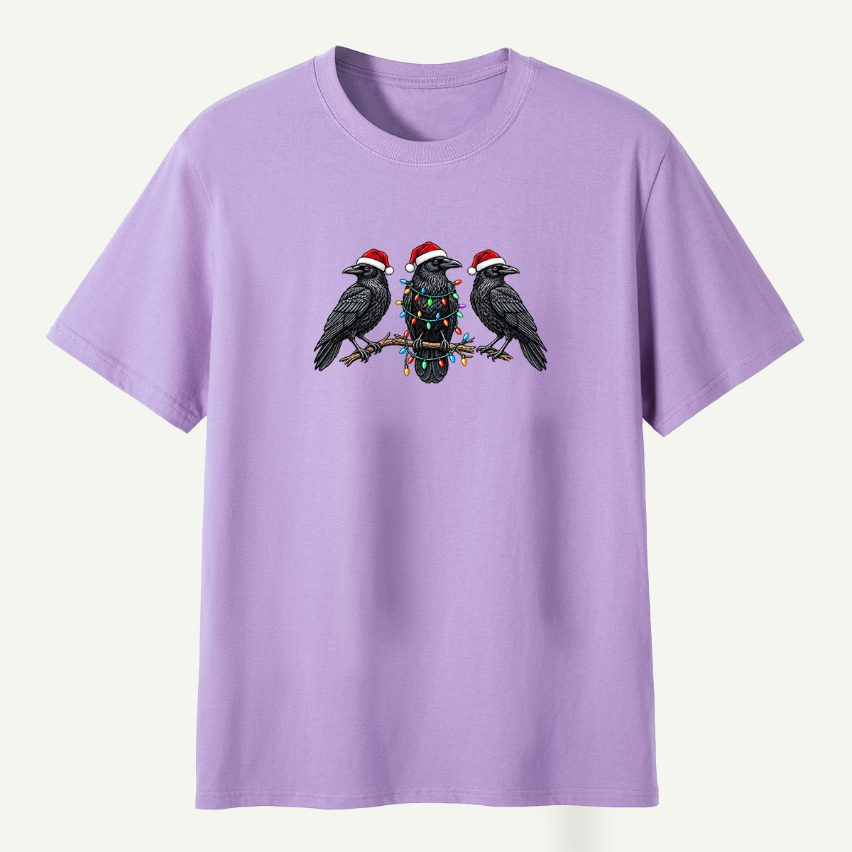 Christmas Ravens With Holiday Lights T-Shirt