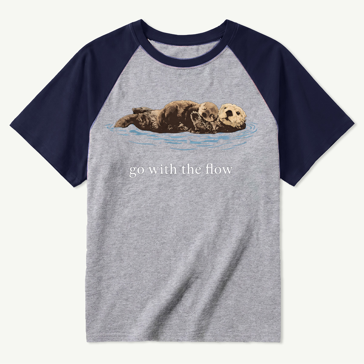 Go With The Flow Sea Otter Wildlife Nature Raglan T-Shirt
