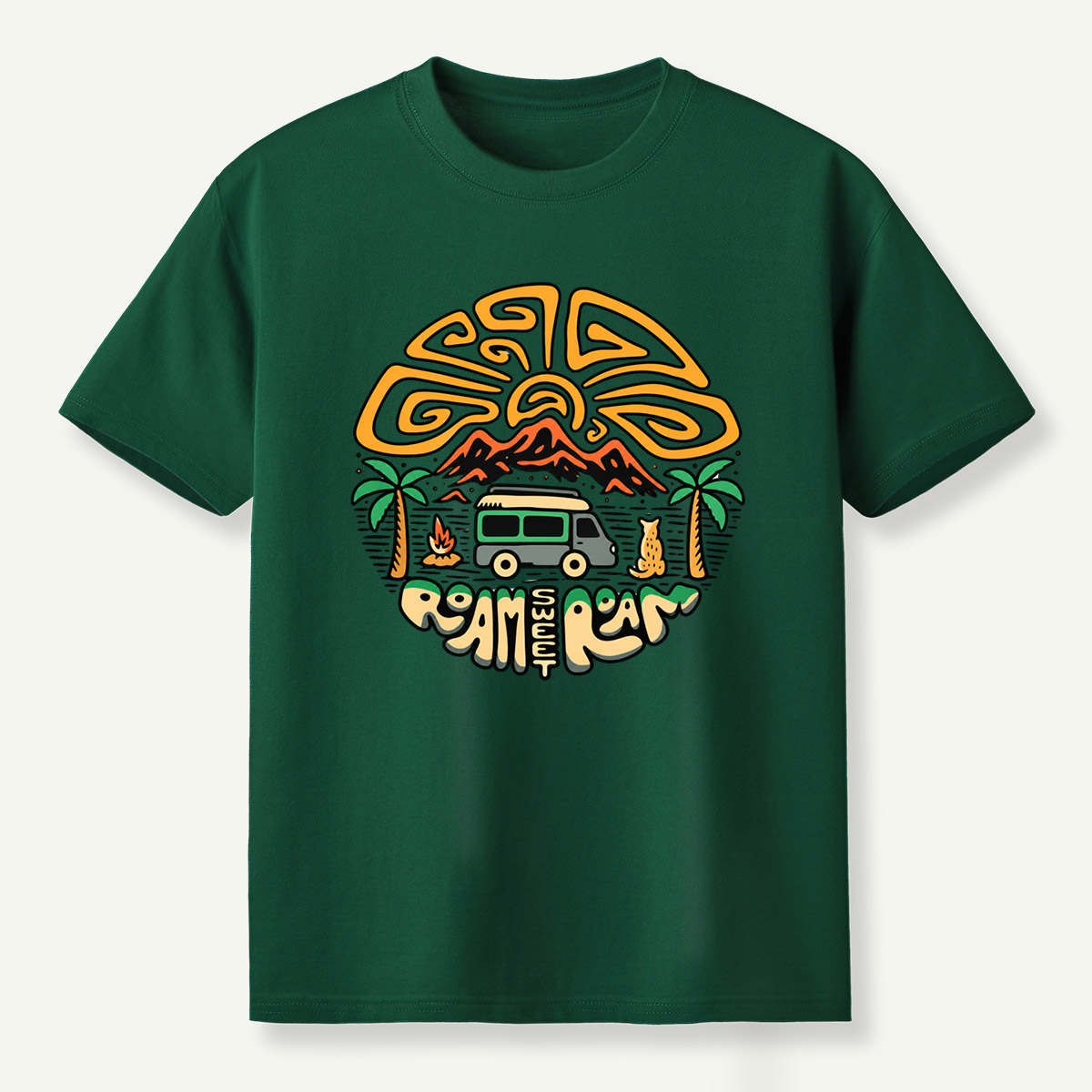 Roam Wild Camper Van Mountain Camping Adventure T-Shirt