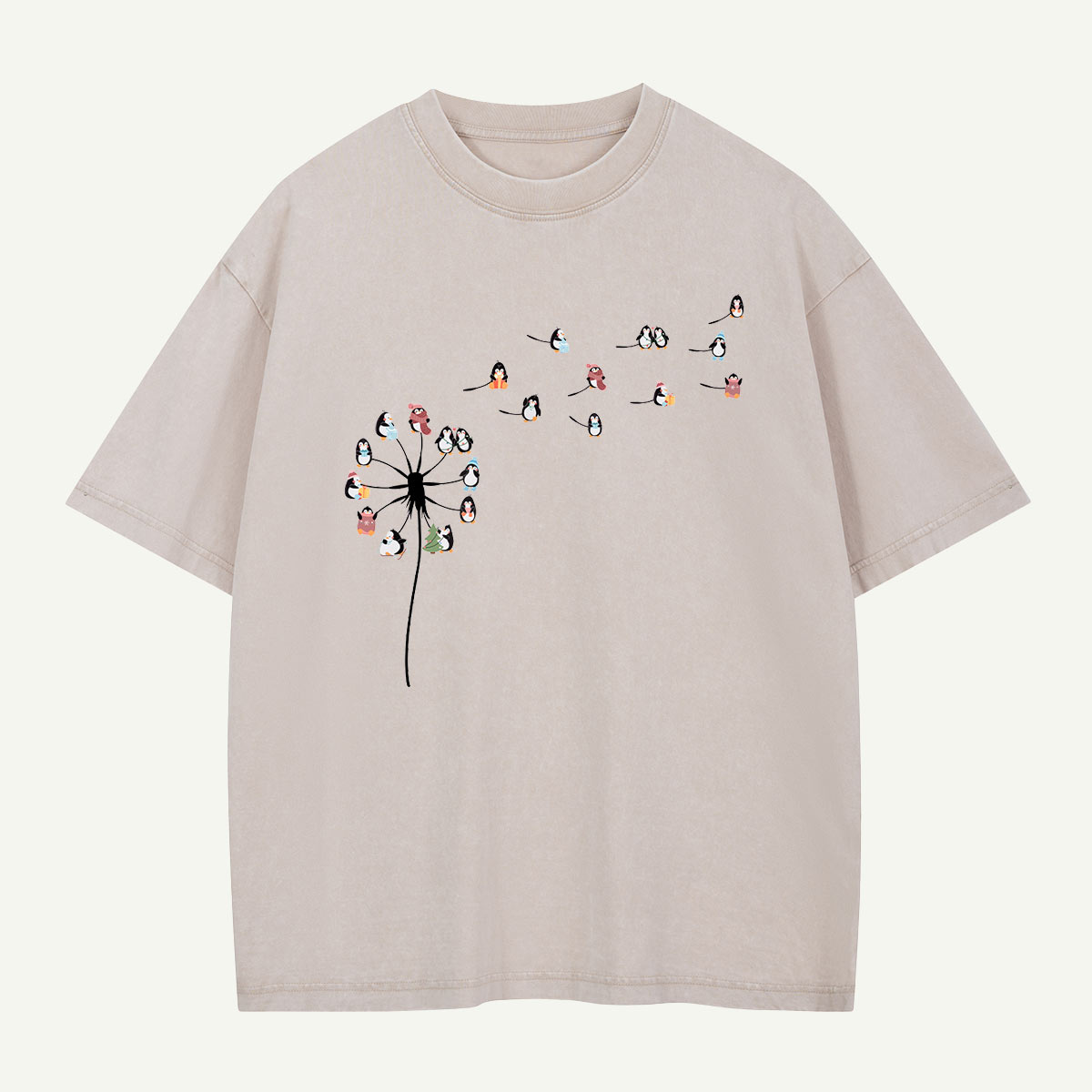 Penguins Gone with the Wind Washed T-Shirt
