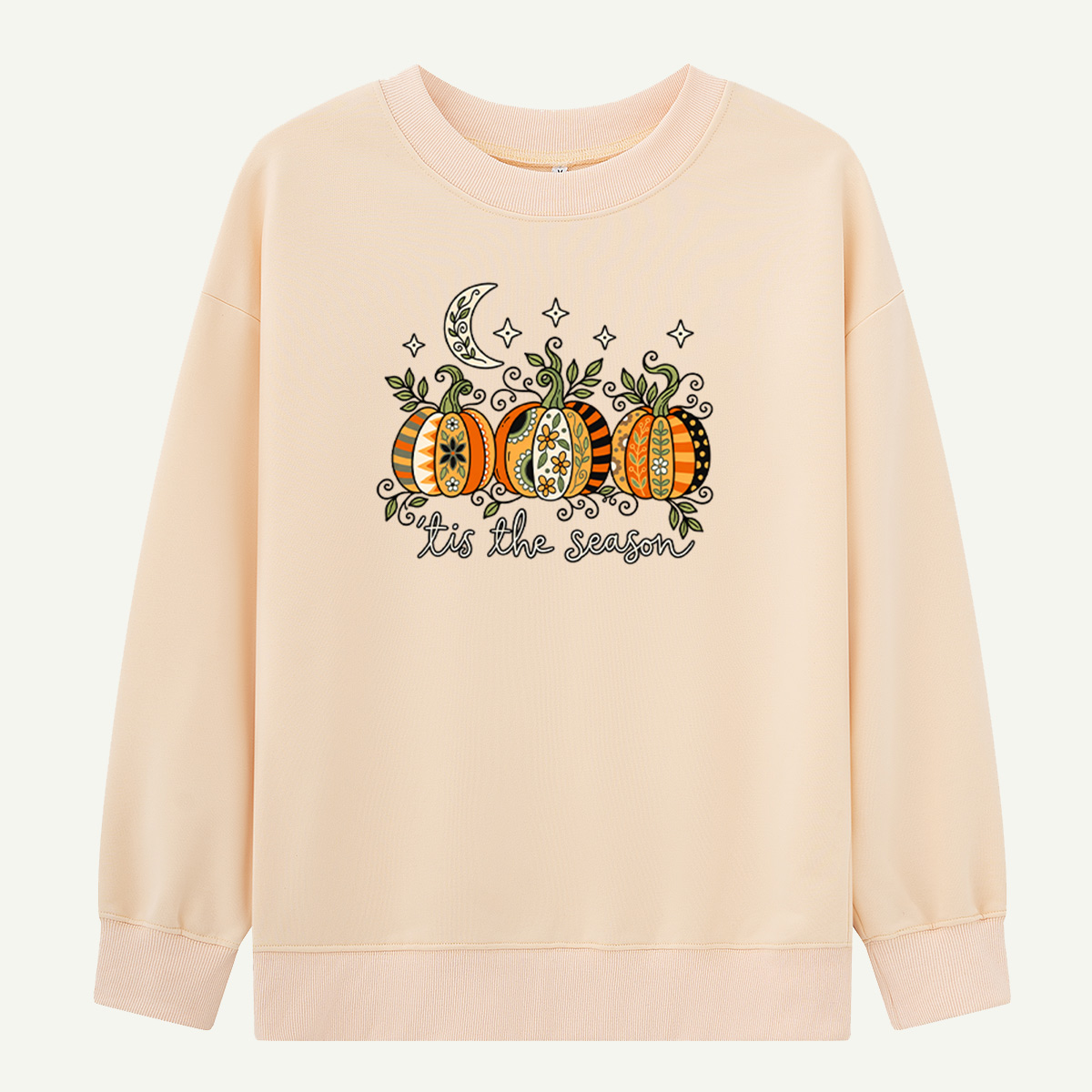 Tis The Season Floral Pumpkins Under The Crescent Moon Sweatshirts