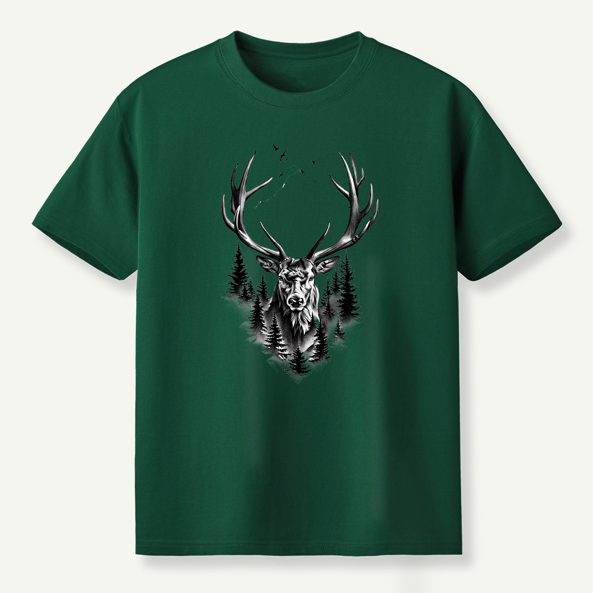 Deer Skull Forest Double Exposure T-Shirt