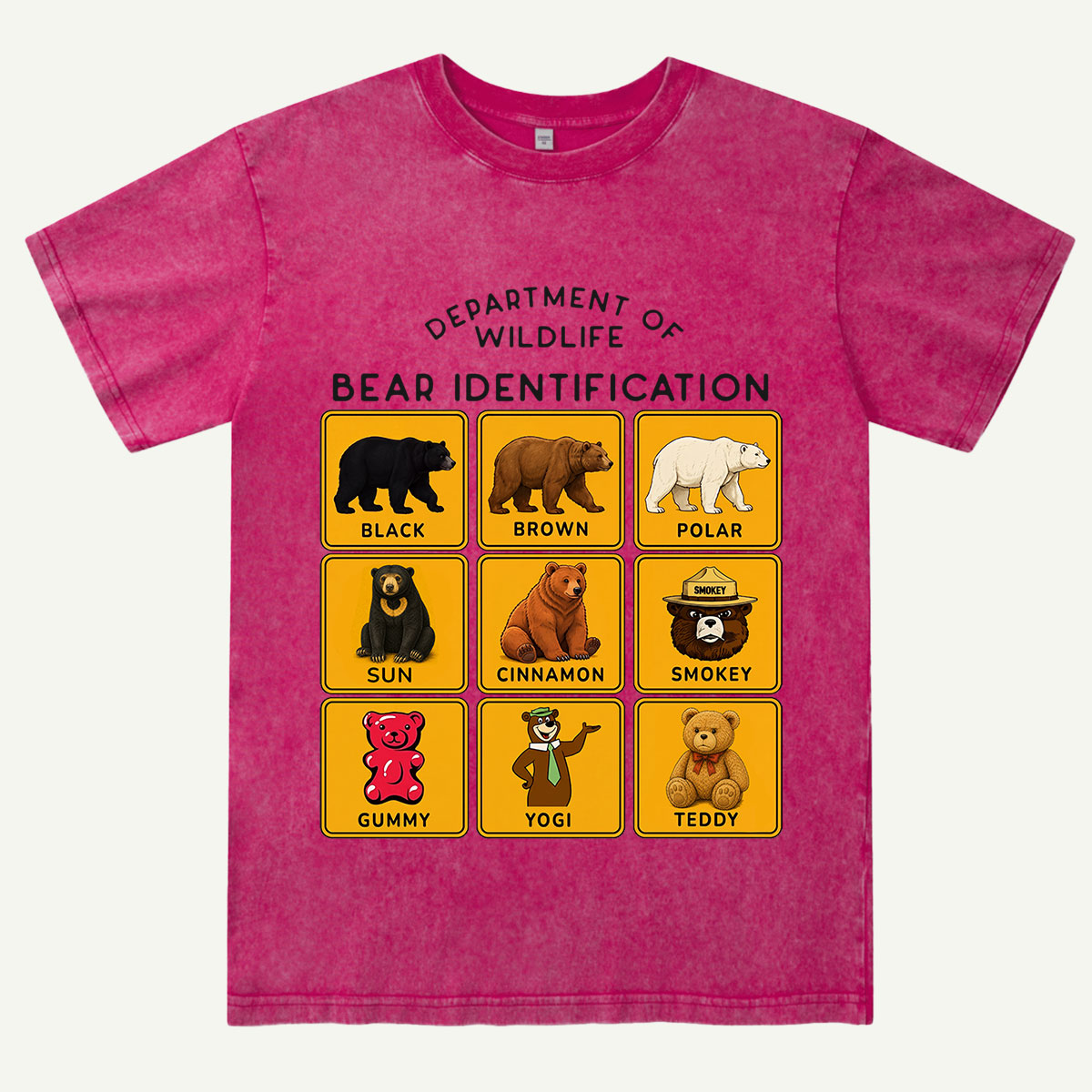 Department of Wildlife Bear Identification Washed T-Shirt