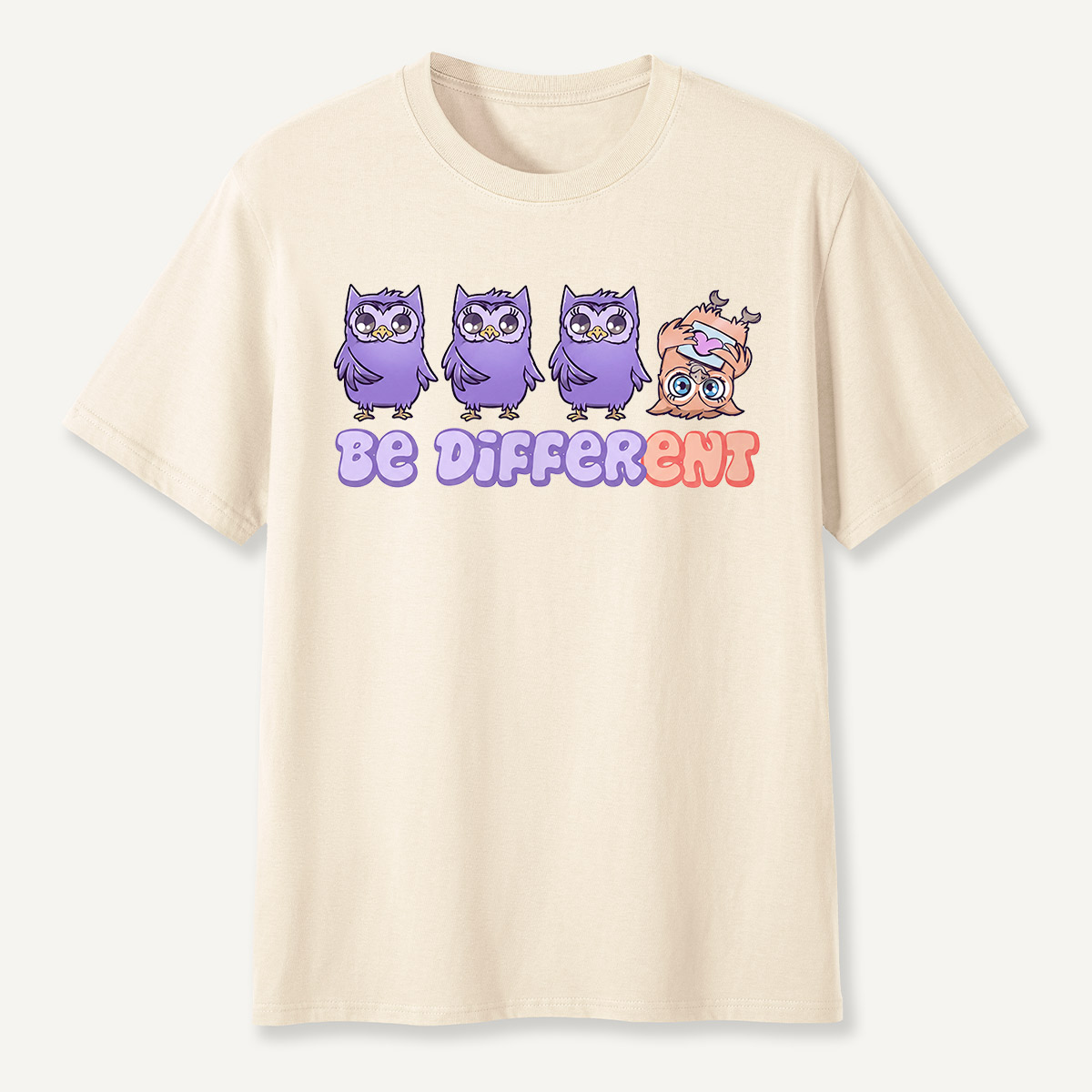 Be Different Cute Purple Owls  T-Shirt