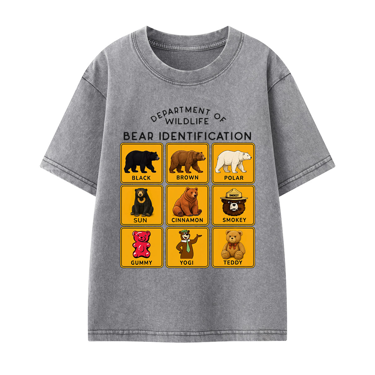 Department of Wildlife Bear Identification Kids Washed T-Shirt