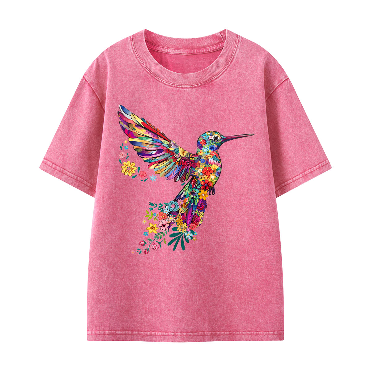 Animal Lover Hummingbird Kids Washed T-Shirt