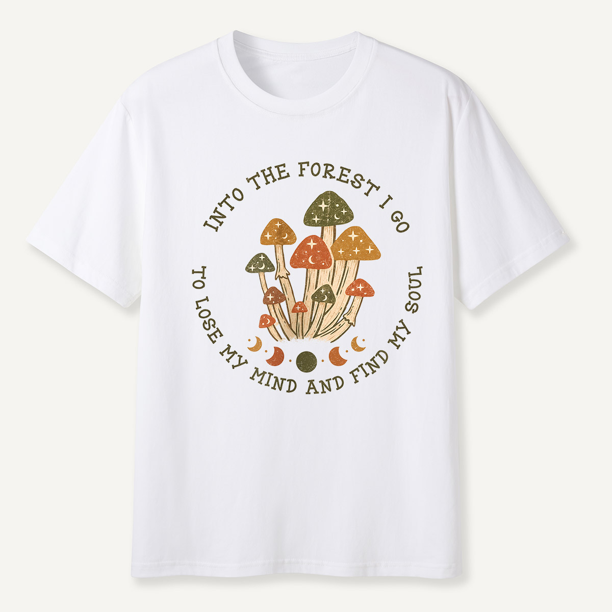 Into the Forest I Go Mushroom Moon Phases T-Shirt