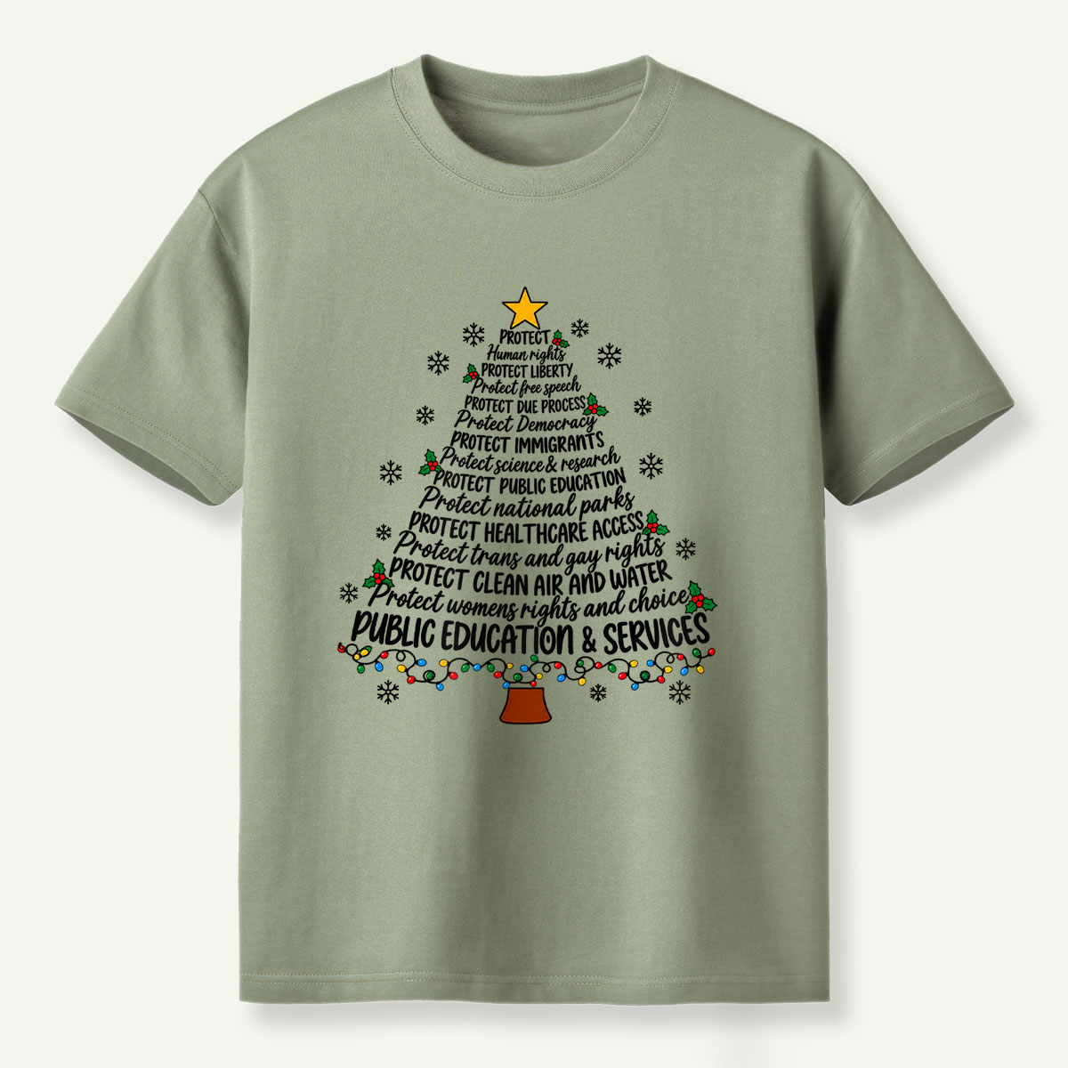 Protect Democracy And Rights Christmas Tree T-Shirt