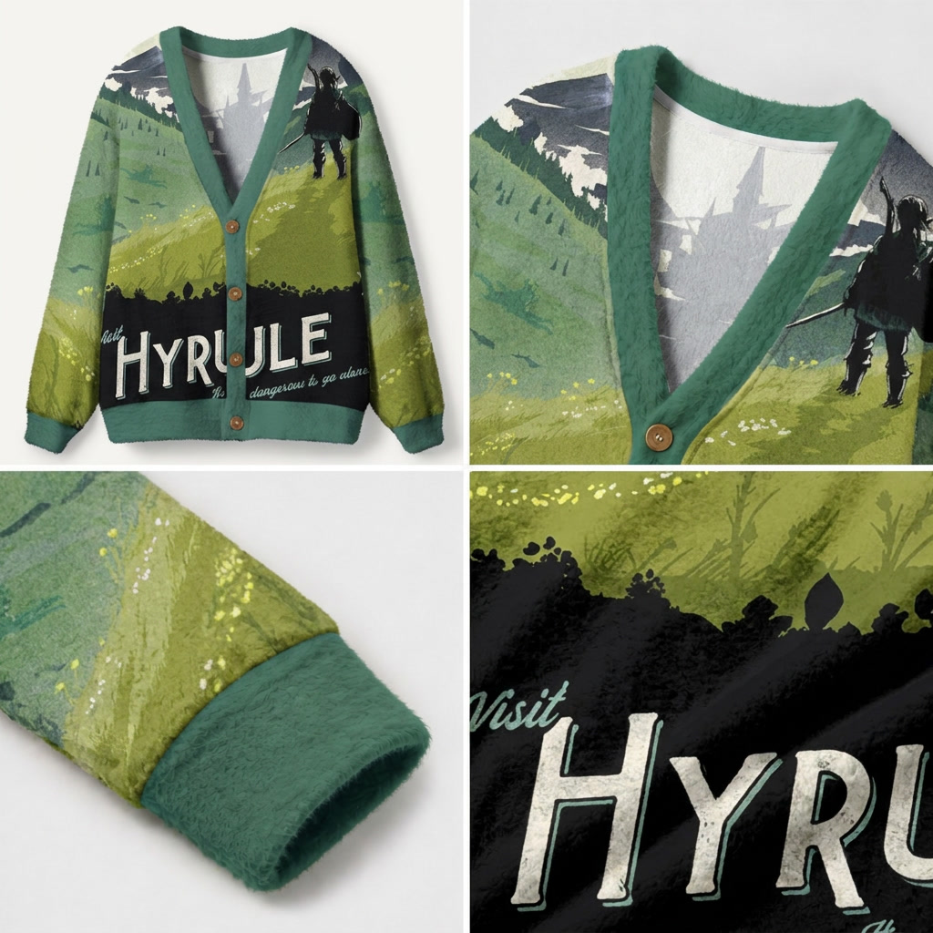 Adventure Awaits in Hyrule Ugly Cardigan Sweaters