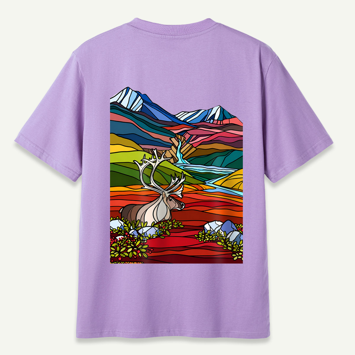 Caribou Tundra Mountain Valley Wilderness Landscape T-Shirt