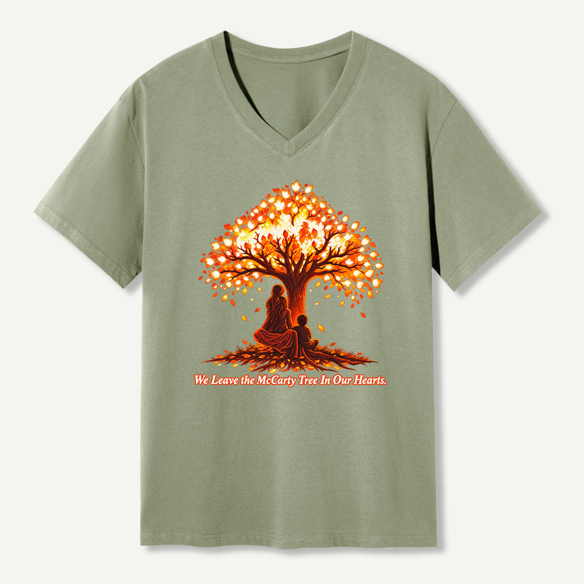We Leave The McCarty Tree In Our Hearts Memorial Tree V-neck T-Shirt