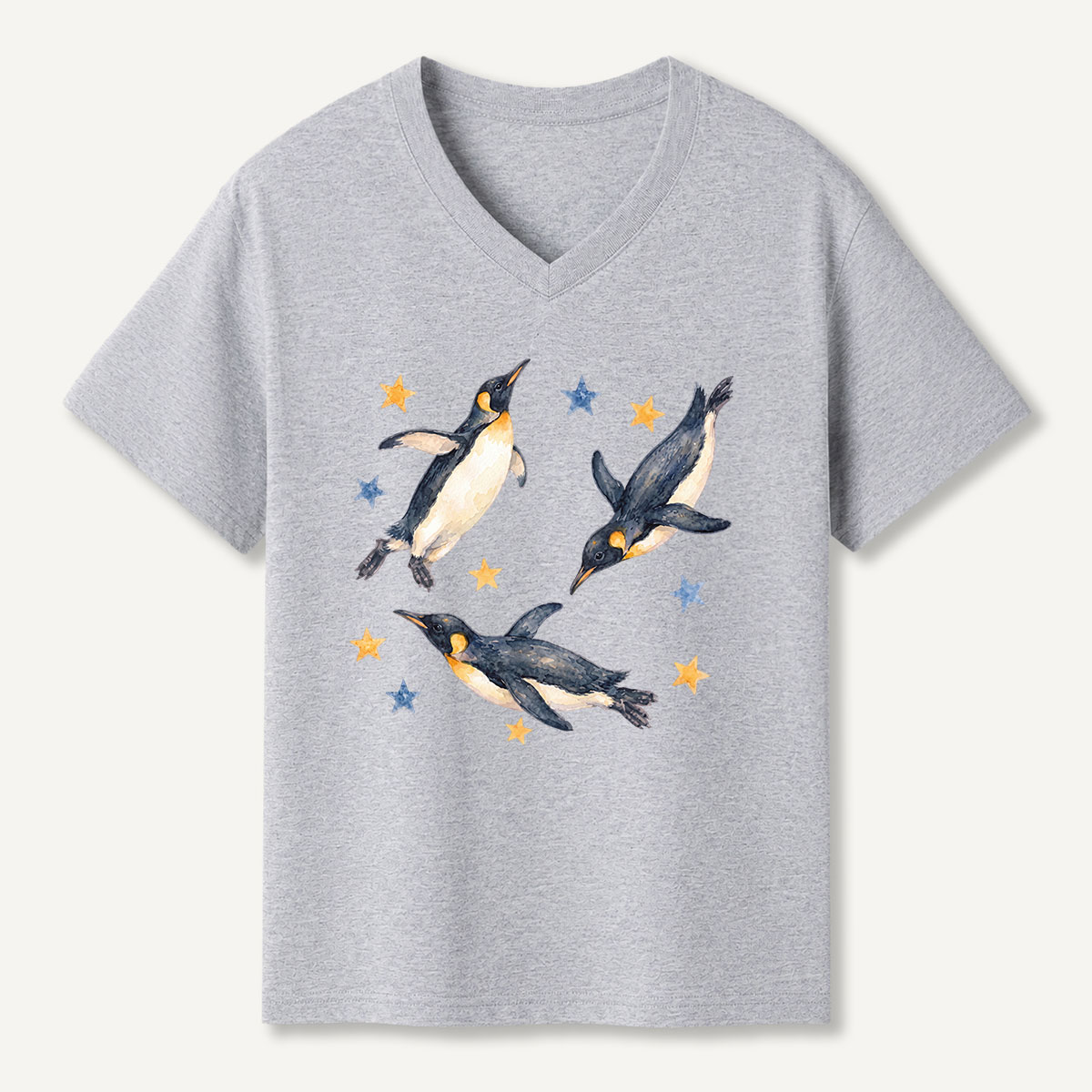 Flying Penguins Among The Stars V-neck T-Shirt