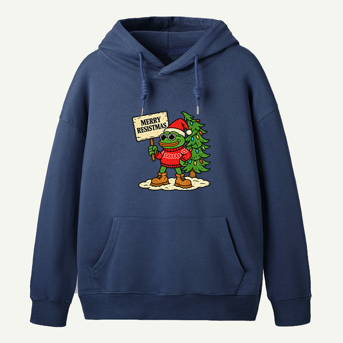 Merry Resistmas Christmas Frog Holding Resistance Sign Hoodie