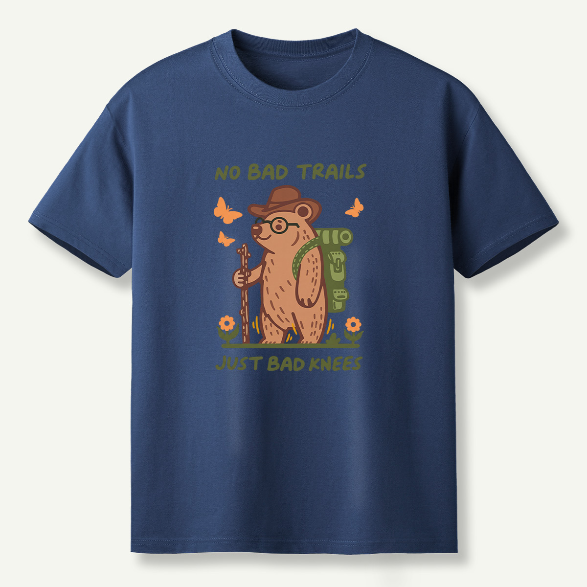 No Bad Trails Just Bad Knees Hiking Bear T-Shirt