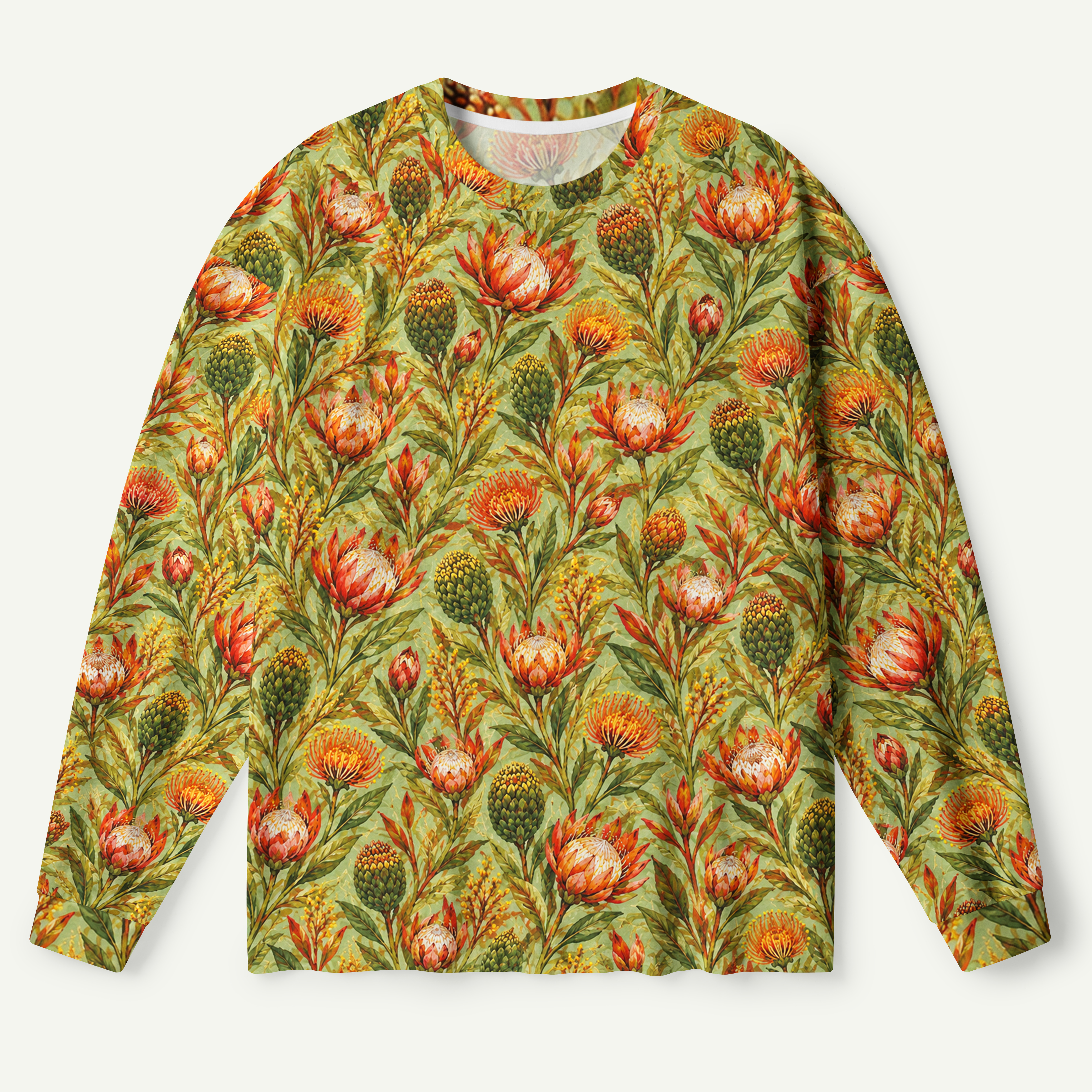 Protea Pincushion Botanical Garden Pattern Premium Pure Cotton Long Sleeves