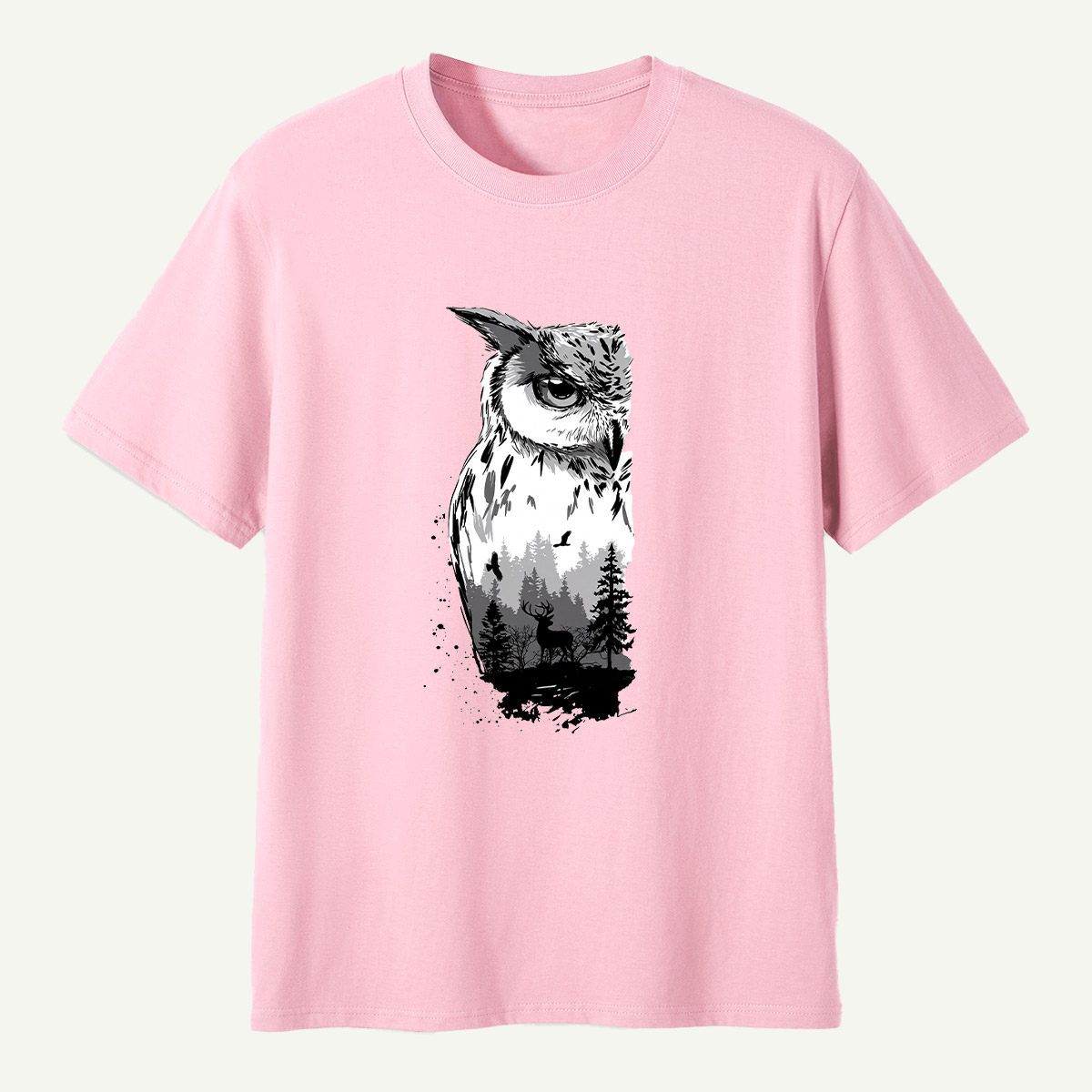 Woodland Owl Ink Portrait T-Shirt