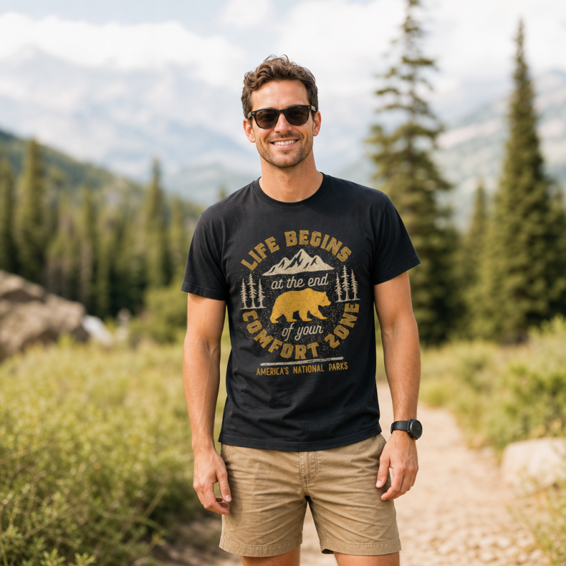 Life Begins at the End of Your Comfort Zone Bear T-Shirt