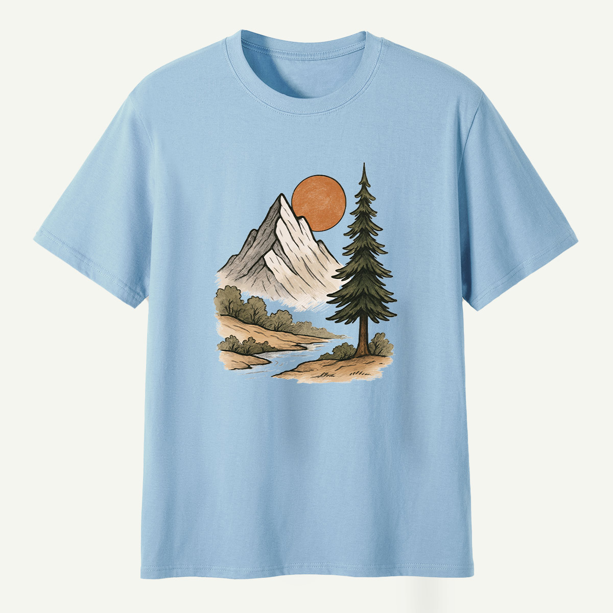 Mountain Sunset Pine River Landscape T-Shirt