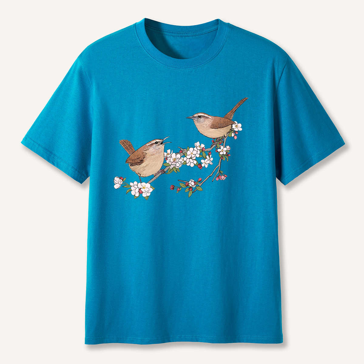 Songbirds On Blooming Branch Nature T-Shirt