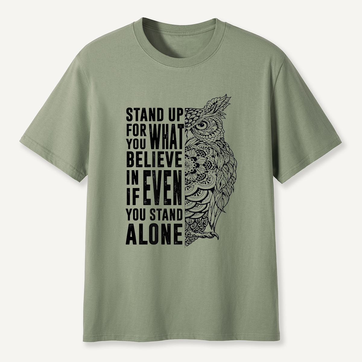 Stand Up for What You Believe Owl Half Mandala T-Shirt