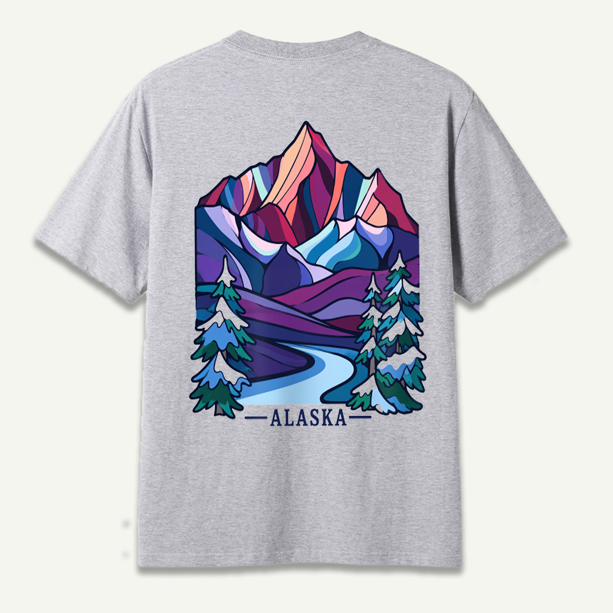 Alaska Abstract Mountain Winter Landscape T-Shirt