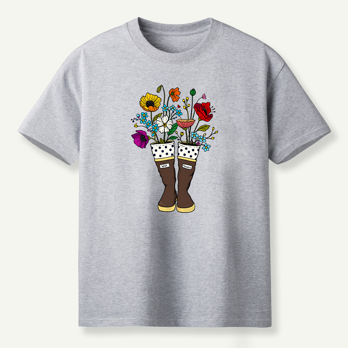 Wild Flowers Garden Boots Colorful Wildflower Bouquet T-Shirt