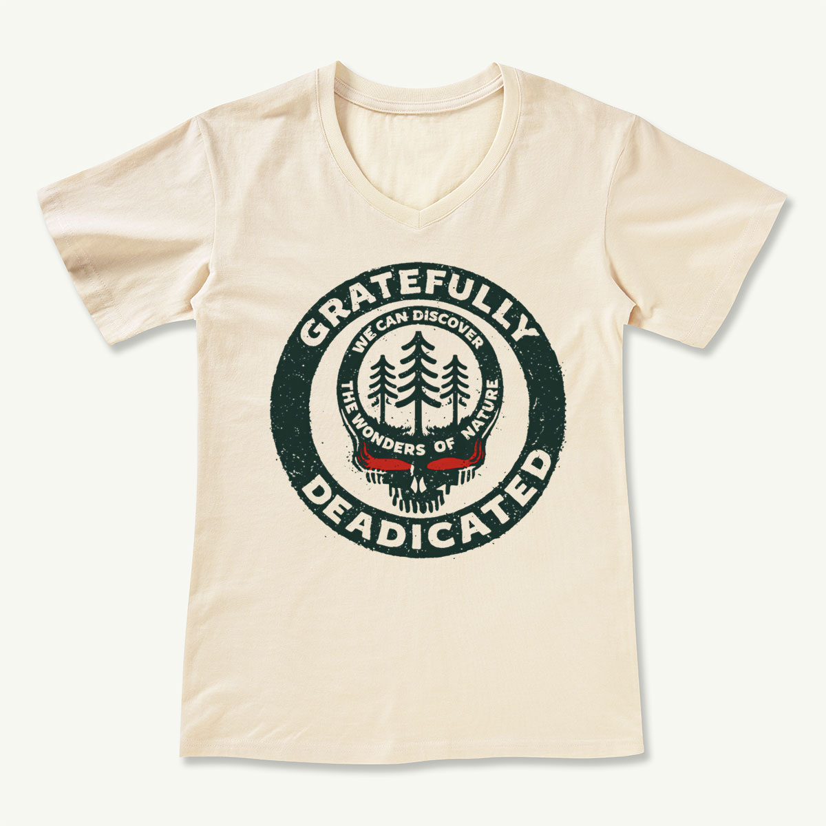 Gratefully Deadicated Stealie Grateful Dead Lightning Tree V-neck T-Shirt