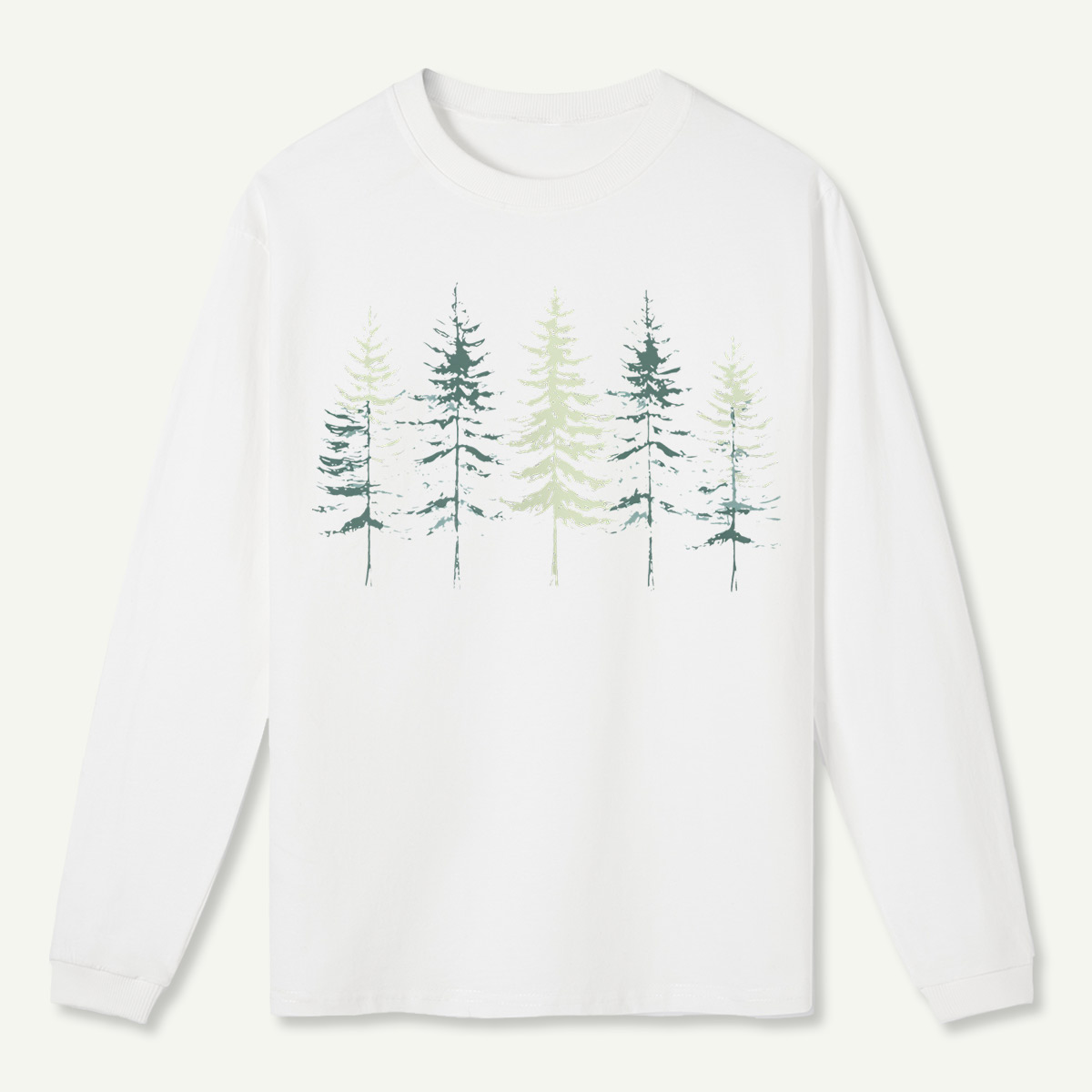 Minimal Pine Forest Silhouette  Long Sleeve T-Shirt