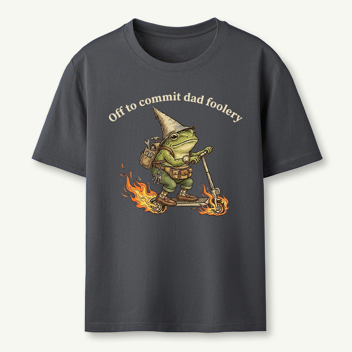 Dad Foolery Frog on Fire Scooter T-Shirt
