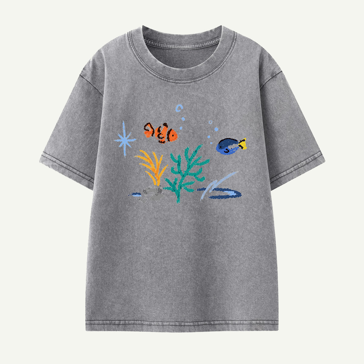 Colorful Reef Fish Underwater Kids Washed T-Shirt