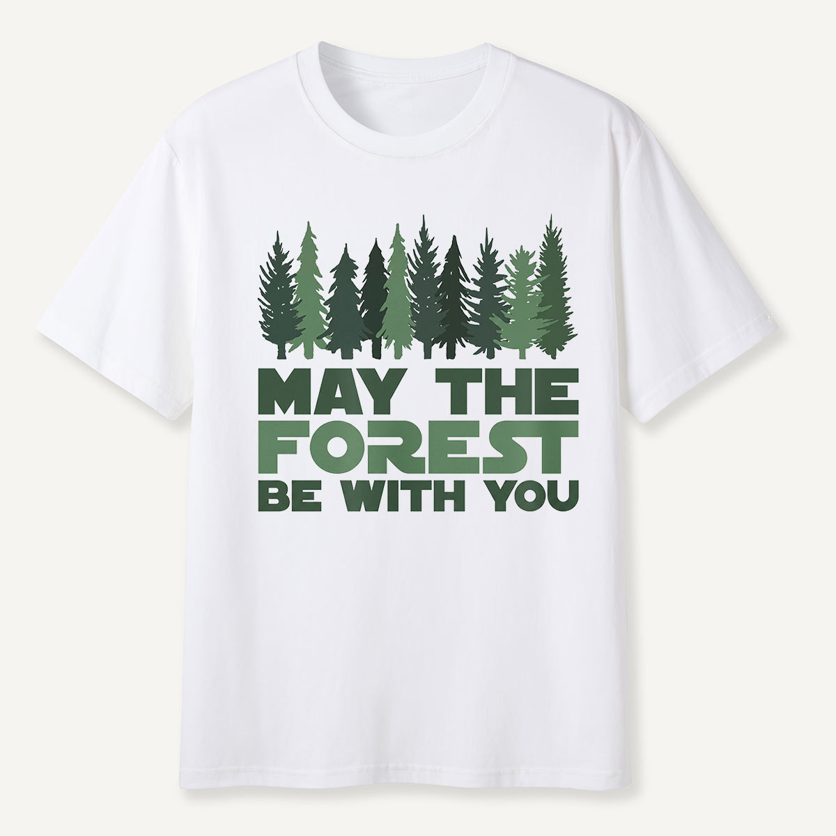 May the Forest Be With You Pink Evergreen T-Shirt