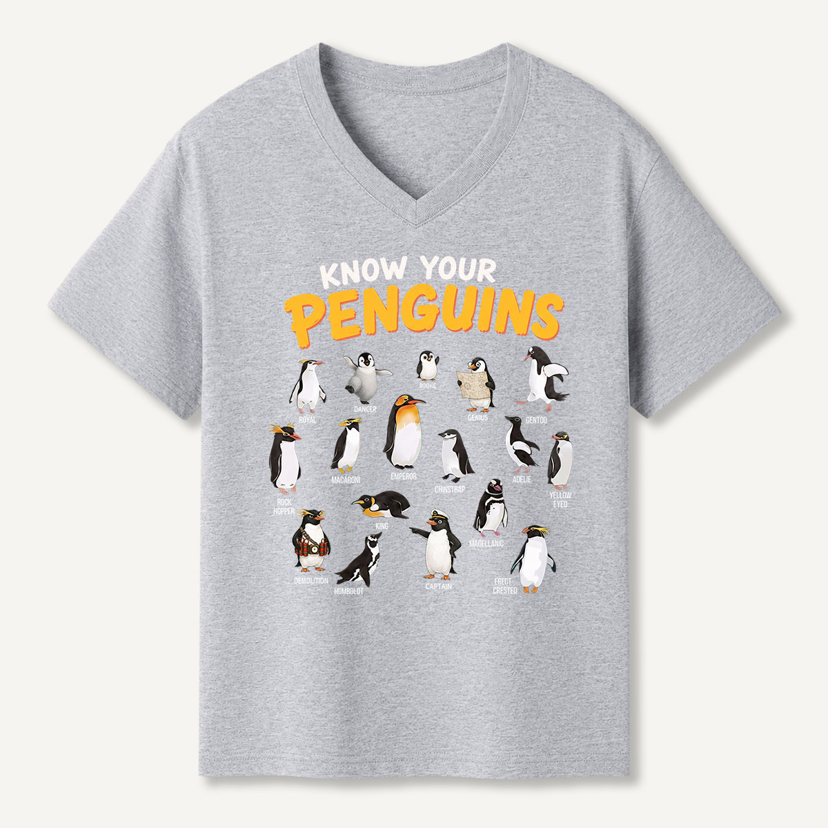 Know Your Penguins Penguin Species V-neck T-Shirt
