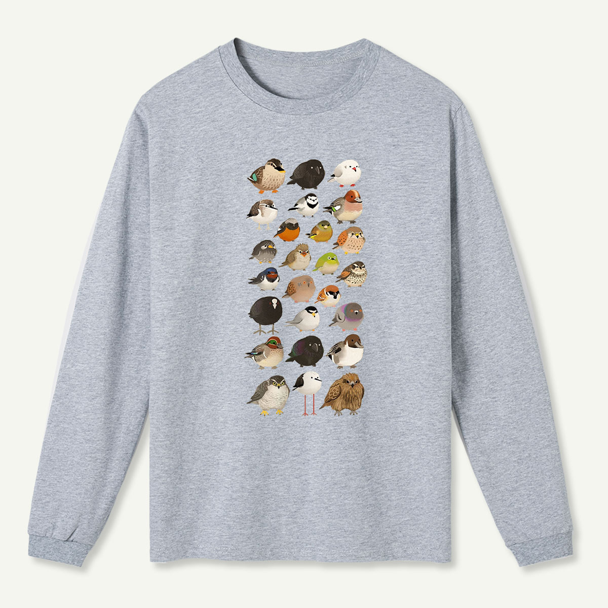 Bird Species Illustration Long Sleeve T-Shirt