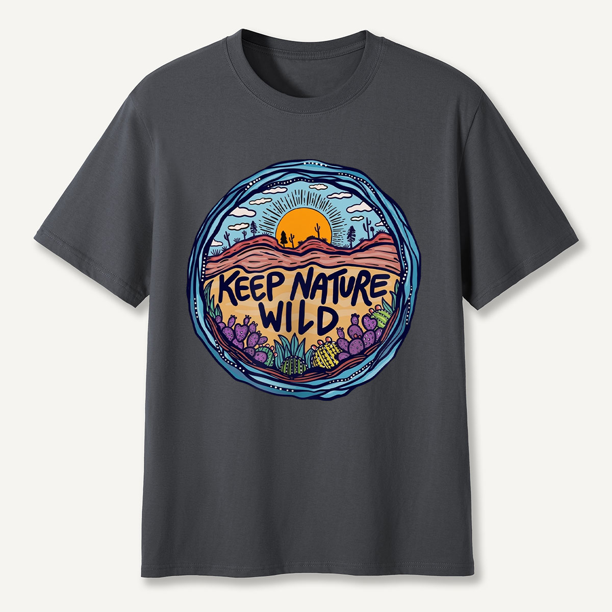 Desert Sunset Nature Badge Keep Nature T-Shirt
