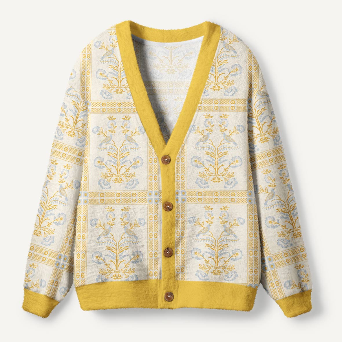 Sage Green Minimalist Flying Birds Silhouette Pattern Ugly Cardigan Sweaters