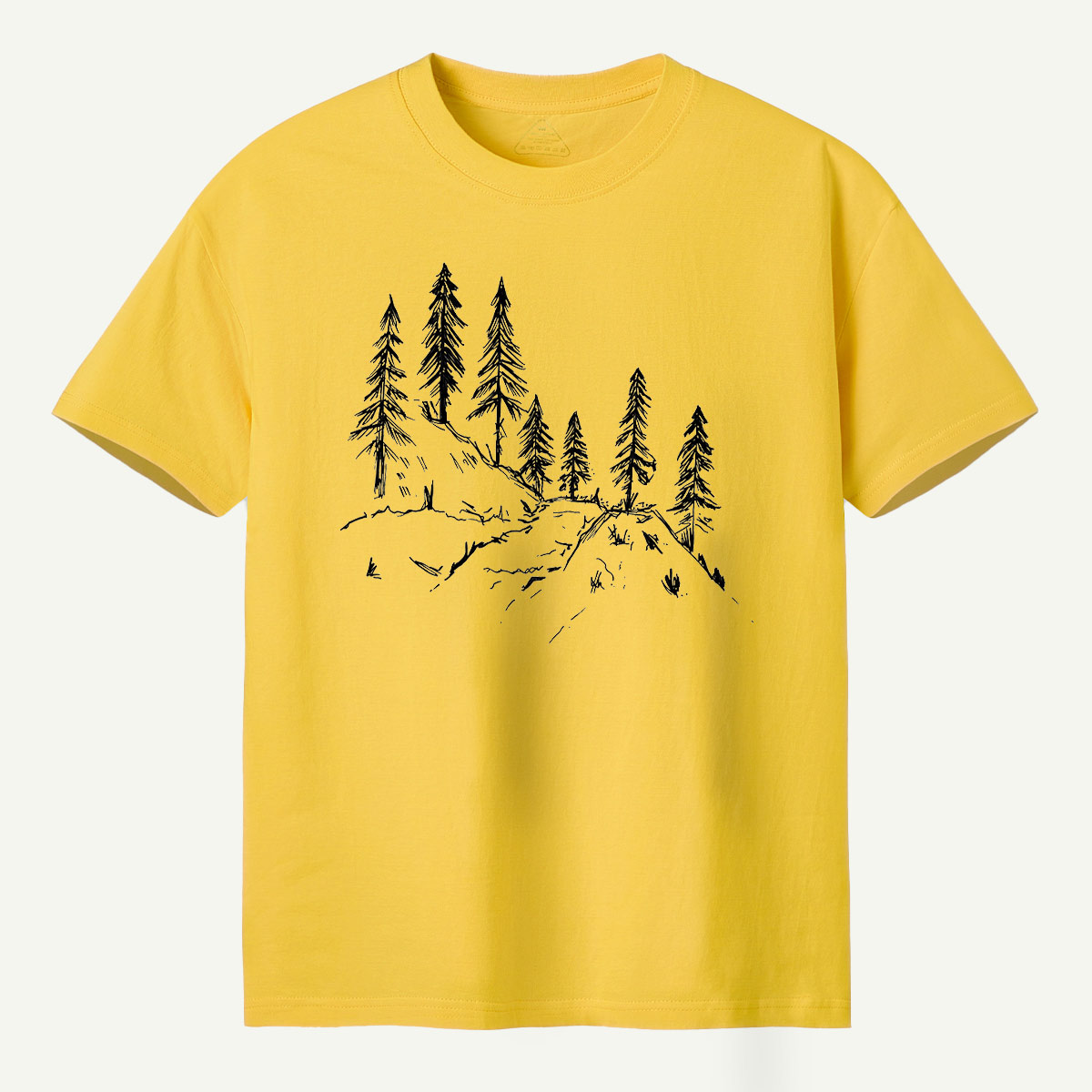 Pine Forest Ridge Line Art T-Shirt