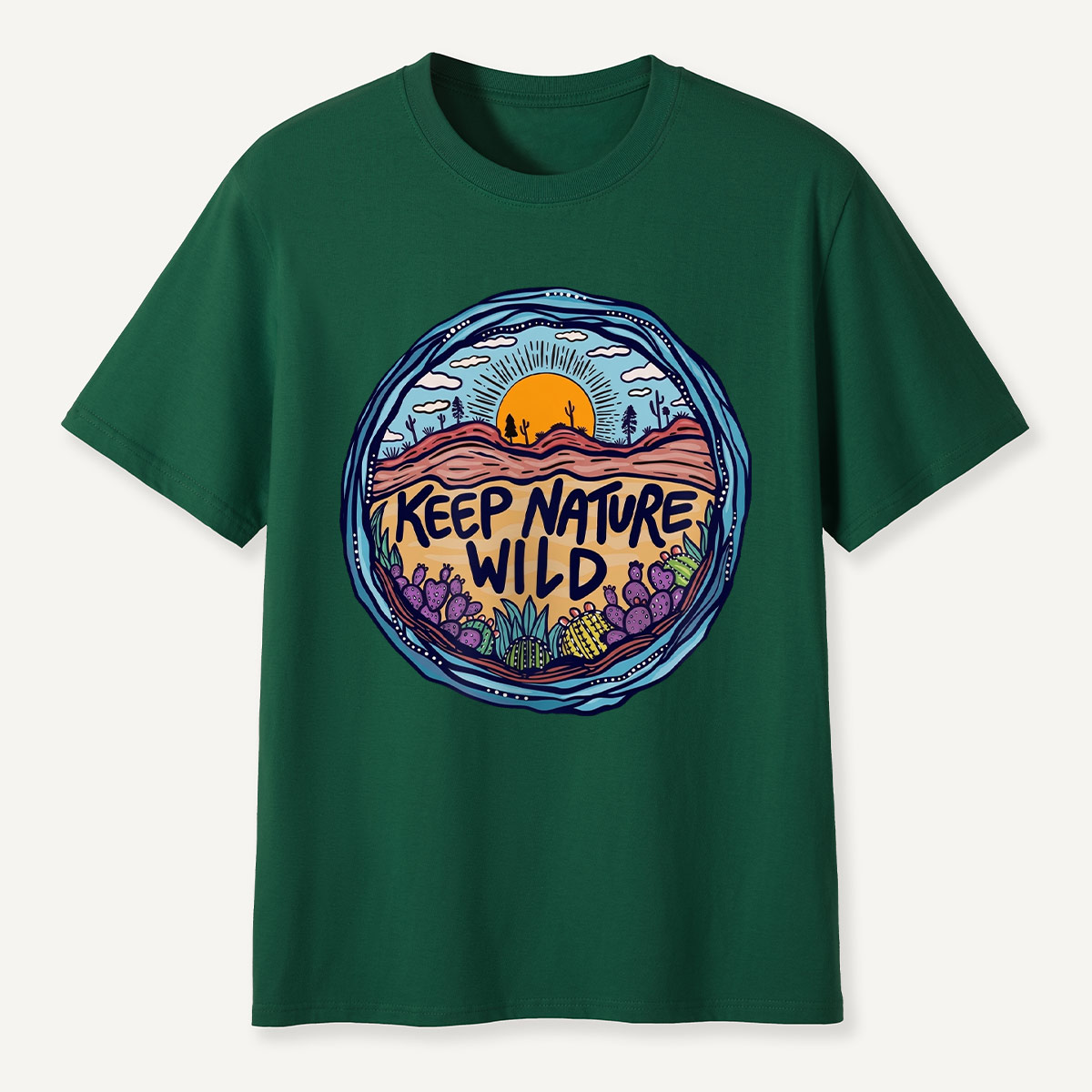 Desert Sunset Nature Badge Keep Nature T-Shirt