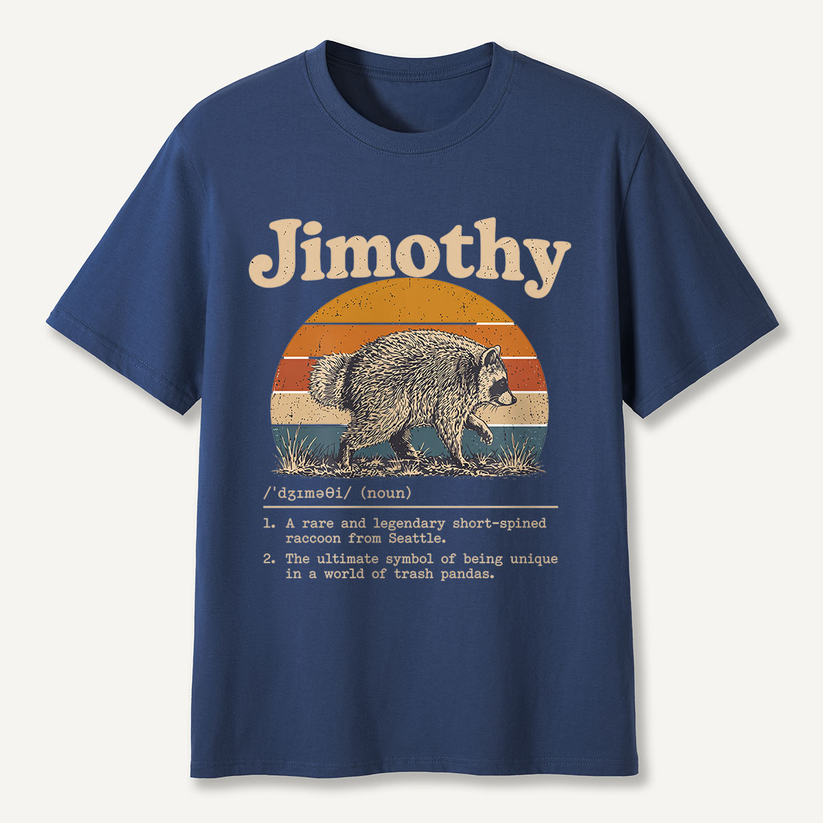 Jimothy Definition Retro Sunset Raccoon T-Shirt