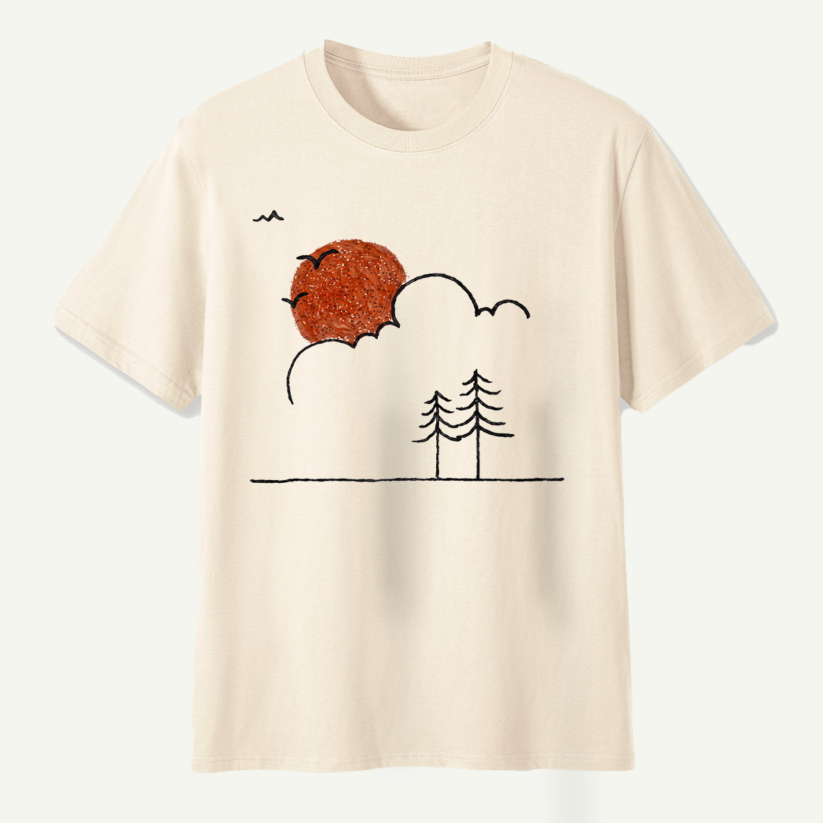 Minimal Sunset Pine Trees T-Shirt