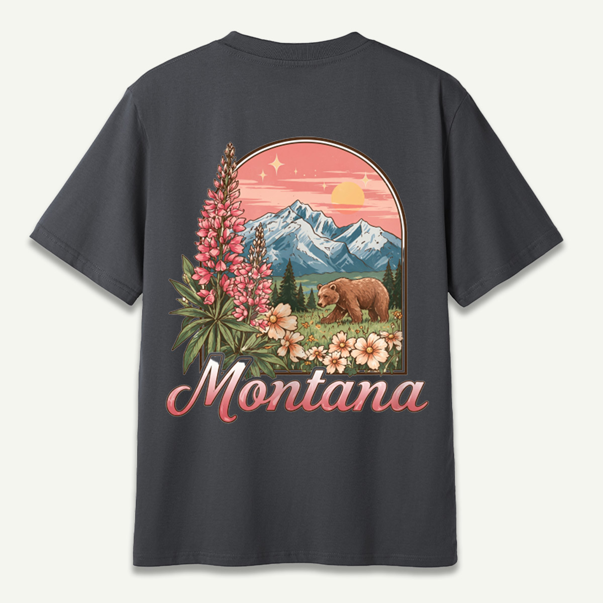 Montana Wildflowers Bear Mountain Landscape T-Shirt