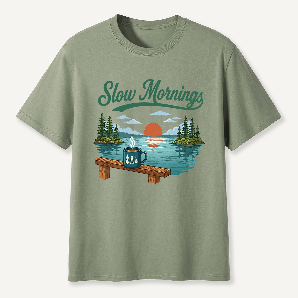 Slow Mornings Lake Coffee T-Shirt