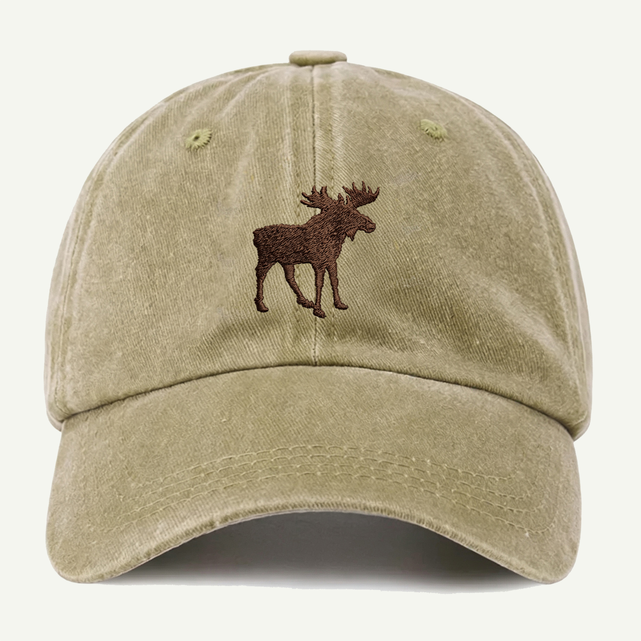 Woodland Moose Washed Embroidered Hat